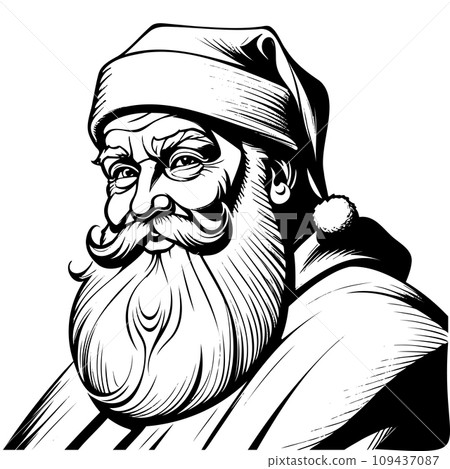sketch Santa Claus portrait. Engraving style artwork. Christmas hand drawn vector illustration sketch Santa Claus portrait. Engraving style artwork. Christmas hand drawn vector illustration 109437087
