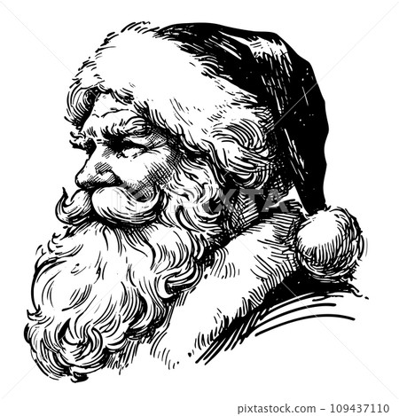 sketch Portrait Santa Claus. Black and white hand drawn vector illustration isolated. sketch Portrait Santa Claus. Black and white hand drawn vector illustration isolated. 109437110