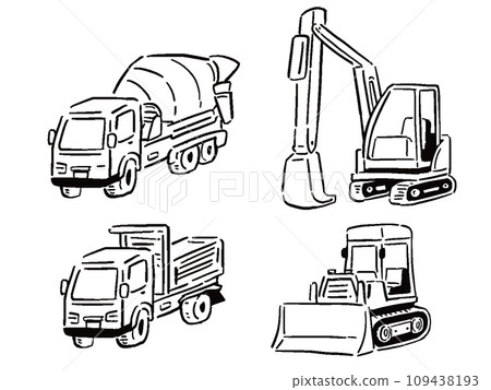 工地車輛插畫集手繪風格線描 109438193