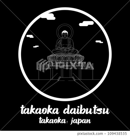 Circle icon line Takaoka Daibutsu. vector illustration Circle icon line Takaoka Daibutsu. vector illustration 109438535