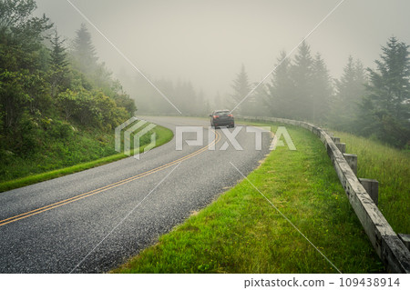 Blue Ridge Parkway in fog 109438914
