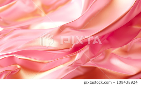 Pink and gold shiny cloth-like texture background "AI generated image" 109438924