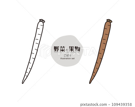 Vegetable illustration set_burdock 109439358