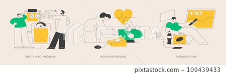 Inactive lifestyle problems abstract concept vector illustrations. Inactive lifestyle problems abstract concept vector illustrations. 109439433