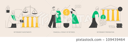 Retiree budget plan abstract concept vector illustrations. 109439464