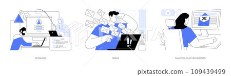Computer network attack isolated cartoon vector illustrations se 109439499