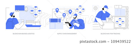 Blockchain technology in logistics isolated cartoon vector illustrations se 109439522
