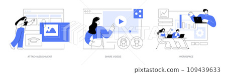 E-learning platform features isolated cartoon vector illustrations se 109439633