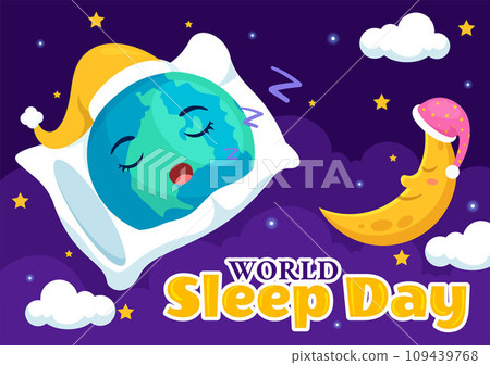 World Sleep Day Vector Illustration on March 15 with People Sleeping, Clouds, Planet Earth and the Moon in Sky Backgrounds Flat Cartoon Design World Sleep Day Vector Illustration on March 15 with People Sleeping, Clouds, Planet Earth and the Moon in Sky Backgrounds Flat Cartoon Design 109439768