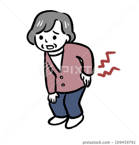 一位腰痛的老婦人的插圖 109439791