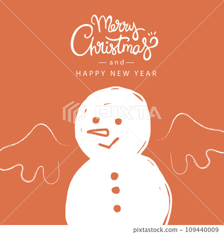 Merry Christmas snowman wrapping gifts vector illustration on Christmas tree background. 109440009