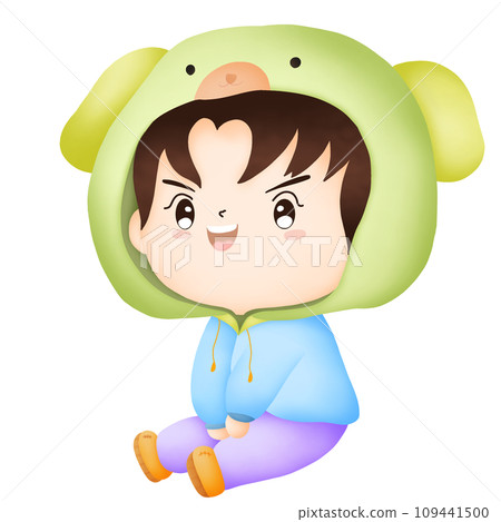 A boy sits wearing a hoodie. A boy sits wearing a hoodie. 109441500