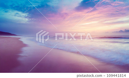 美麗的柔和色彩的日落在海上 美麗的柔和色彩的日落在海上 109441814