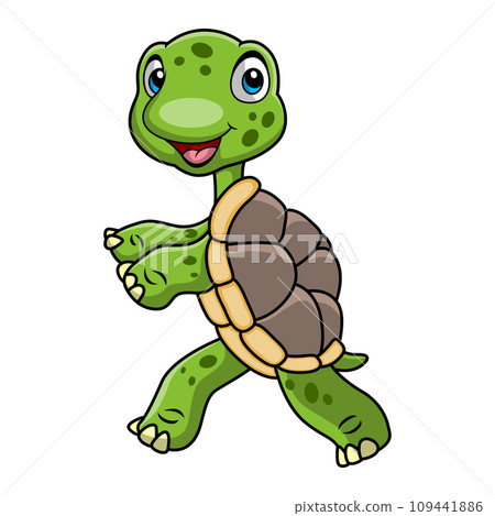 Cute turtle cartoon on white background 109441886