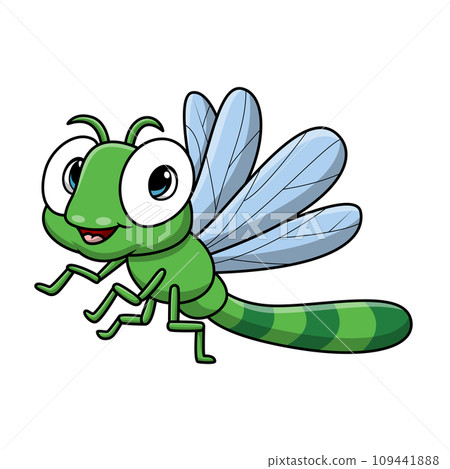 Cute dragonfly cartoon on white background 109441888