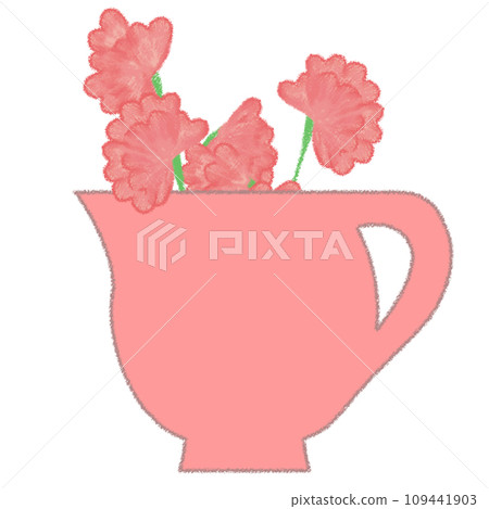 Sweet pea in a pot crayon touch illustration 109441903