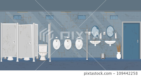 The interior of old dirty Public toilet urinals in men toilets. 109442258