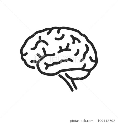 Brain Side View, Icon. Thin Line Illustration, Symbolizing . Isolated Outline Vector Sign. 109442702