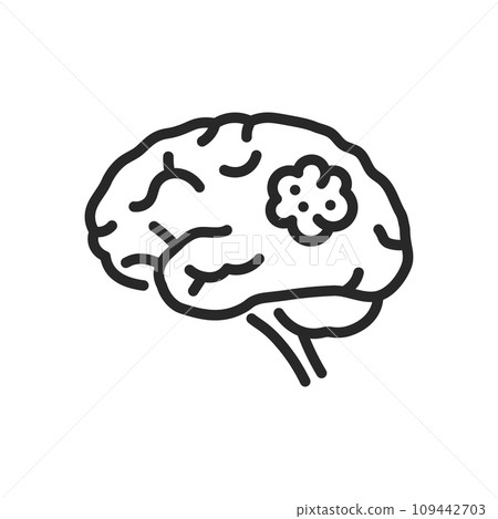 Brain Tumor Icon. Thin Linear Illustration for Medical Diagnostics, Neurological Health and Oncology Education 109442703