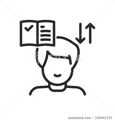 Good Memory Icon. Thin Line Illustration of Person with Exceptional Recall Abilities for Cognitive Strength and Learning. Isolated Outline Vector Sign. 109442715