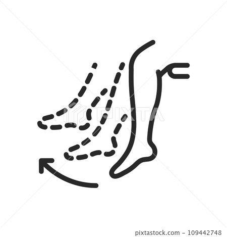 Reflex Action Icon. Thin Linear Illustration of Leg Movement for Neurological Reflex Testing and Motor Response Evaluation. Isolated Outline Vector Sign. Reflex Action Icon. Thin Linear Illustration of Leg Movement for Neurological Reflex Testing and Motor Response Evaluation. Isolated Outline Vector Sign. 109442748