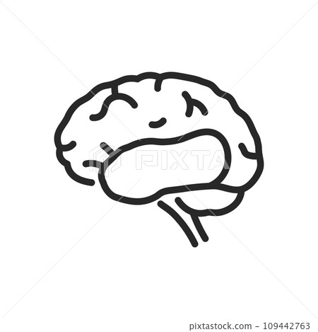 Temporal Lobe Brain Icon. Thin Linear Illustration for Neuroscience, Cognitive Functions, and Auditory Processing Education. Isolated Outline Vector Sign. Temporal Lobe Brain Icon. Thin Linear Illustration for Neuroscience, Cognitive Functions, and Auditory Processing Education. Isolated Outline Vector Sign. 109442763