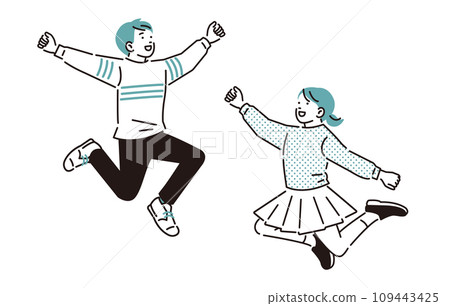 人們跳躍的男孩和女孩組 109443425
