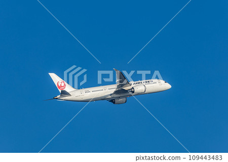 客機/飛機/日本航空波音 787 從羽田機場起飛 109443483