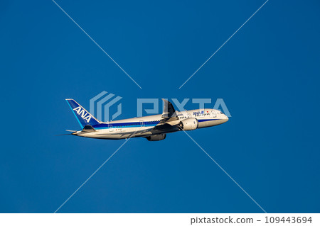 客機/飛機/全日空航空波音787從羽田機場起飛 客機/飛機/全日空航空波音787從羽田機場起飛 109443694