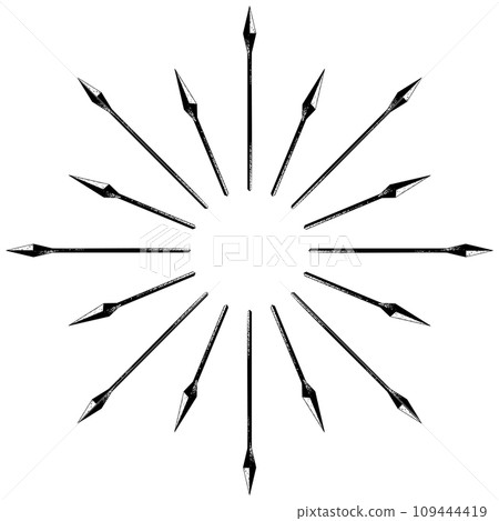 徑向光主題垃圾背景材料像生鏽的矛矢量插圖 109444419