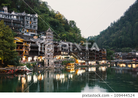 Fenghuang Ancient Town. Located in Fenghuang County. Southwest of HuNan Province, China. Fenghuang is a popular tourist destination of Asia. 109444524