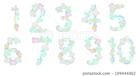 A number icon up to 10 made of colorful flowers. Uses watercolor illustrations. A number icon up to 10 made of colorful flowers. Uses watercolor illustrations. 109444862