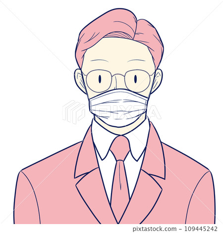 A man wearing glasses and a mask A man wearing glasses and a mask 109445242