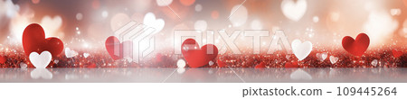 Sparkling Valentine's Day heart banner AI image 109445264