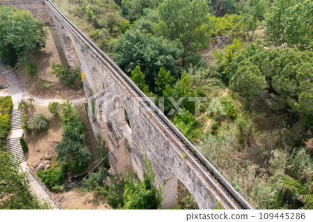Aerial view of the Sant Pere de Riudebitlles aqueduct 109445286