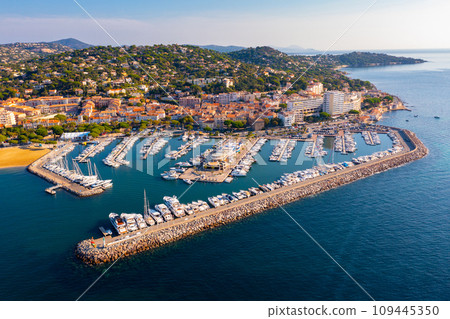Summer aerial view of French coastal town of Sainte-Maxime on Mediterranean coast 109445350