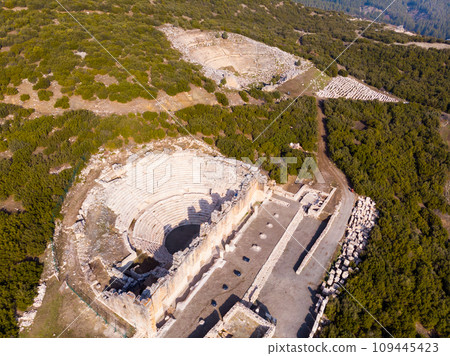 Top view of the amphitheater in ancient city of Kibyra. Turkey Top view of the amphitheater in ancient city of Kibyra. Turkey 109445423