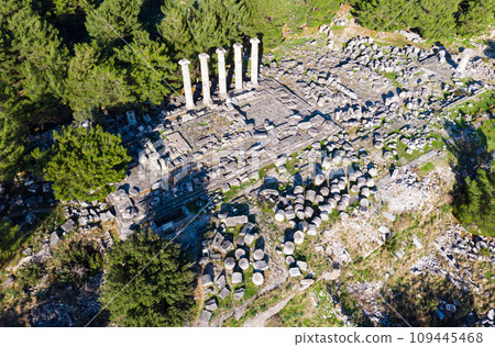 Temple of Athena Polias in the ancient Priene. View from above Temple of Athena Polias in the ancient Priene. View from above 109445468