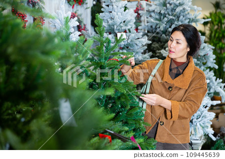 Asian woman buying christmas tree 109445639