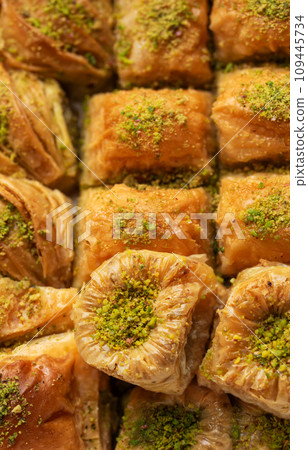 Assortment of Turkish baklava dessert Assortment of Turkish baklava dessert 109445734