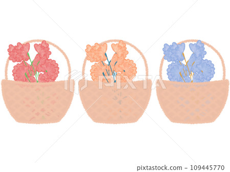 籃子蠟筆觸摸插圖中的甜豌豆花束 [套裝] 109445770