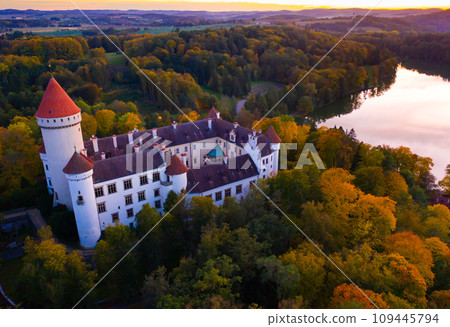 Panoramic view from drone of castle Konopiste Castle. Czech Republic 109445794