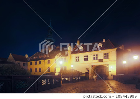 Night view of Michael Gate with a tower in Bratislava, Slovakia Night view of Michael Gate with a tower in Bratislava, Slovakia 109445999