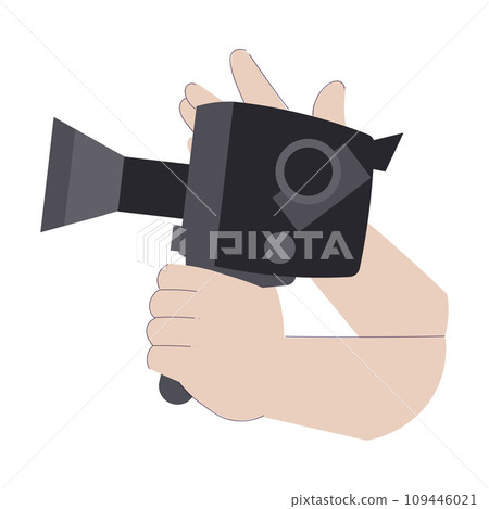 Hand Holding Camera as Cinema Production Vector Illustration 109446021