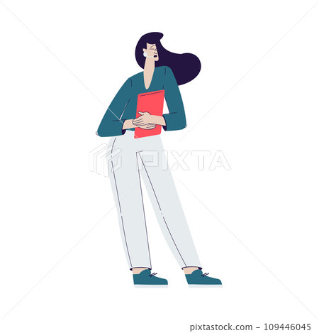 Cinema with Woman Character Stand with Tablet Engaged in Movie Shooting Vector Illustration 109446045