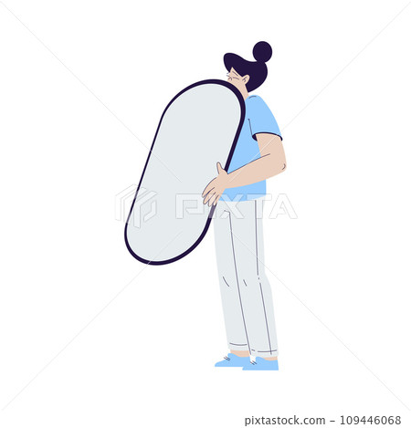 Cinema with Woman Character Stand with Mirror Engaged in Movie Shooting Vector Illustration Cinema with Woman Character Stand with Mirror Engaged in Movie Shooting Vector Illustration 109446068