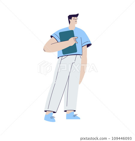 Cinema with Man Character Stand with Clipboard Engaged in Movie Shooting Vector Illustration 109446093