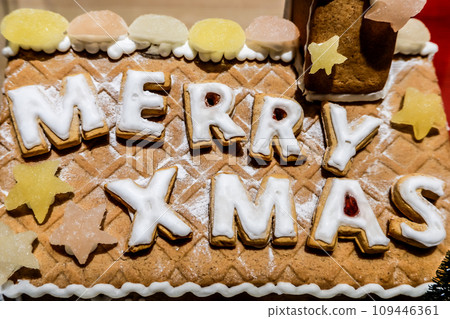 MERRY XMAS drawn on sweets 109446361