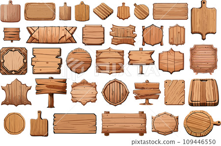 Wooden sign vector illustration set 109446550