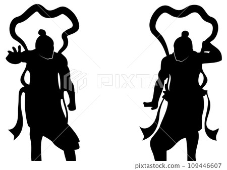 Silhouette of the Nio statue of Kongorikishi. The two of them are in sync with Aun's breathing. 109446607